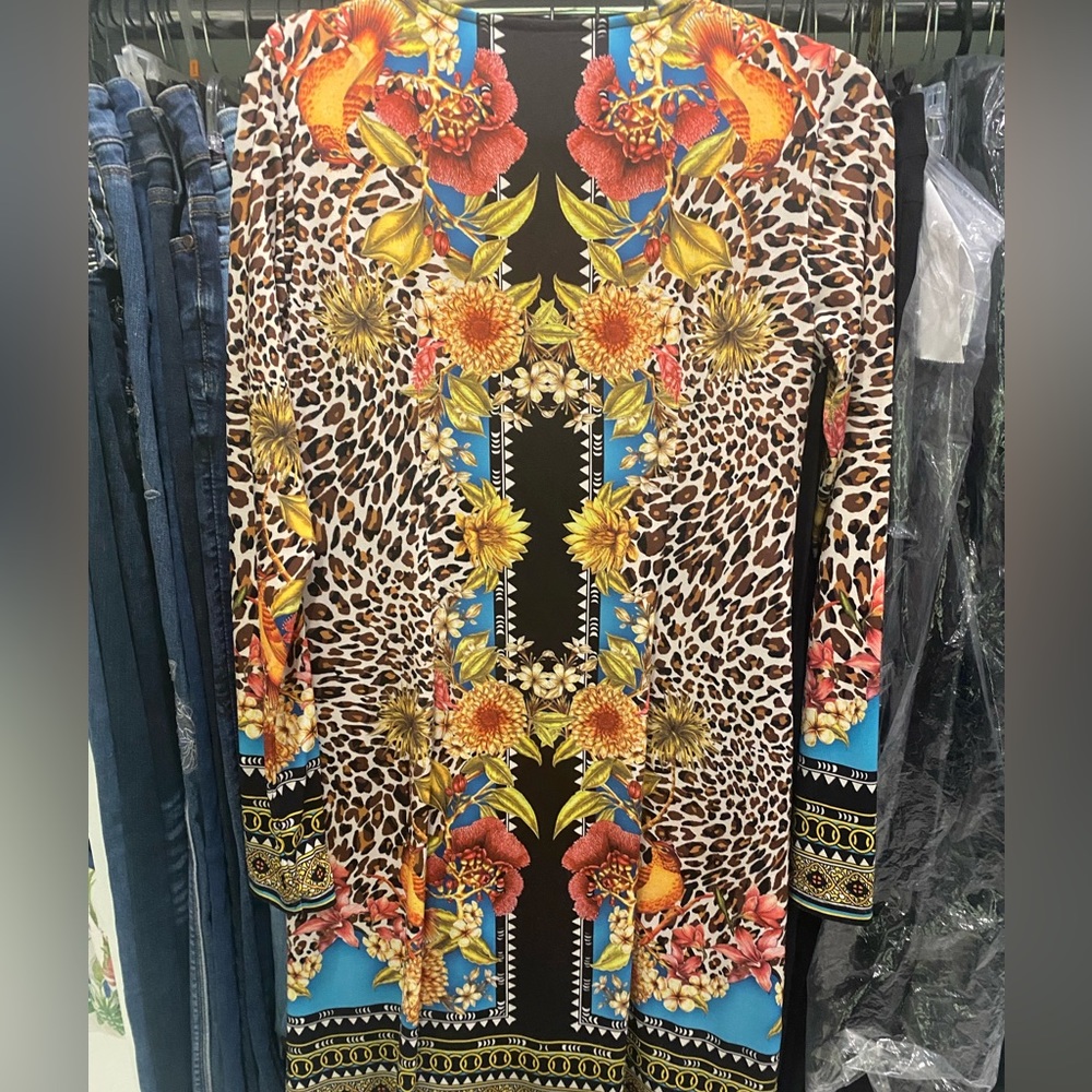 Hale Bob colorful A-line dress with chain link design neckline and cuffs 💃 - Picture 6 of 14